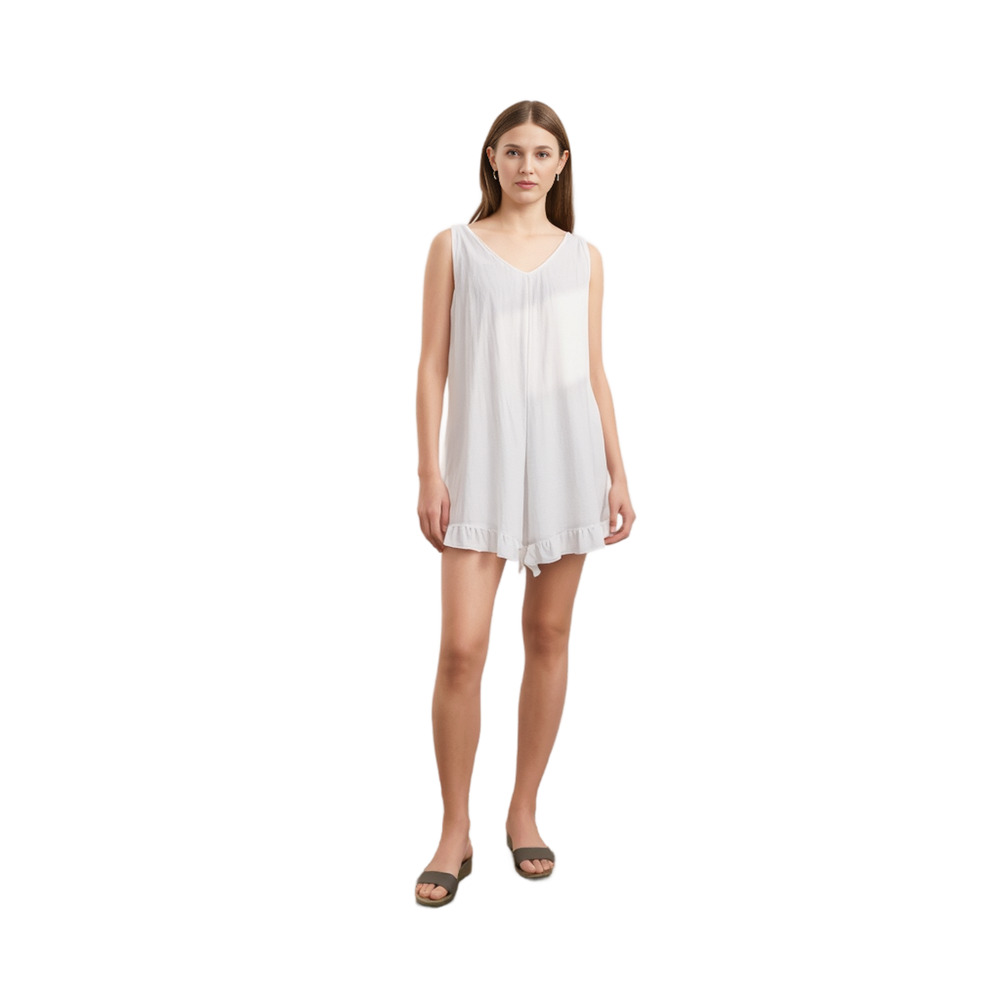 Teen Romper Love Cameron Juniors White Strappy Sleeve‎ Tie Back Romper Size S